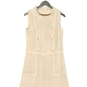 Chanel SS13 Ivory Open Knit Double Breasted Silk Sleeveless Dress